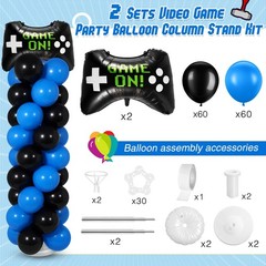 2 Set Video Game Balloon Column Stand Kit with Game Controller Foil Latex Bal…