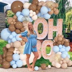 Boho Balloon Garland Arch Kit 142PCS Brown Blue Baby Shower Decorations