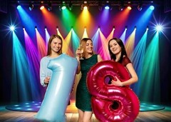 7x5FT Rainbow Stage Photography Backdrop1980s Colorful Disco Backdrop 7x5ft