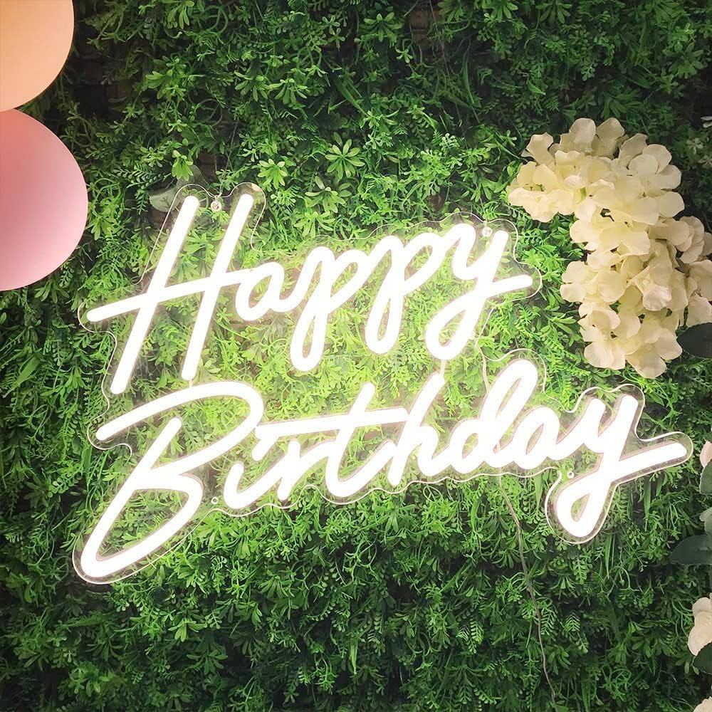 Happy Birthday Neon Sign – LED Light Up Decor for Any Age Celebration