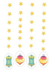 Happy Eid Lanterns Party Gold Hanging Muslim Holiday Decorations (4 Pack)