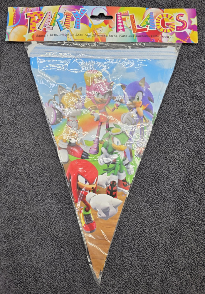 Sonic the Hedgehog Pennant Flag Style Banner for Birthday & Game Parties