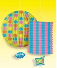 Retro Tiki Luau Hanging Paper Decor 8 Colorful Party 4 Packs