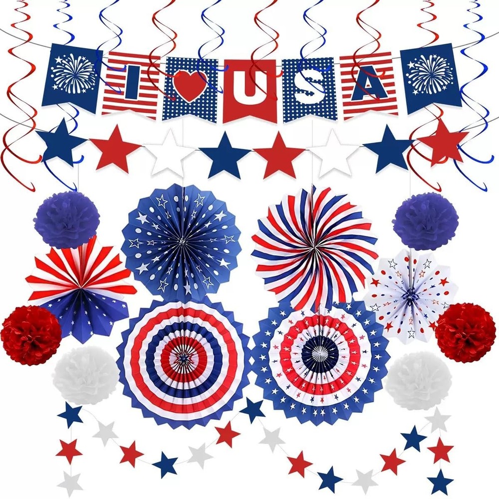 4th of July Decorations Independence Day Patriotic Decor Red White Blue