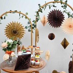 20 Pcs Tan Brown Fans Party Decorations Honeycombs Kit for Neutral Party Boho…