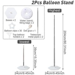 Balloon Column Stand Kit Sets of 2, 80 Inch Adjustable Balloon Stand Balloons…