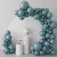 Slate Blue Balloons Happy Birthday Decoration 53Pcs 5Inch/12Inch/18Inch Assorted