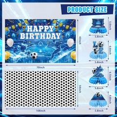 FrozzlyFun Soccer Party Decorations for Boys, 173Pcs Blue Soccer Ball Bday Pa…