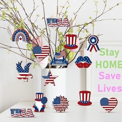 Diverse 24 Pcs Independence Day Tree Decorations – Festive Wooden Ornaments