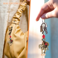 2Pcs Brass Chinese Style Keychain Set Lunar New Year Wealth Charm Pendant