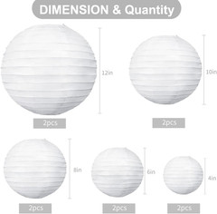 10Pcs White Paper Lanterns Decorative Chinese/Japanese Hanging round Paper Lante