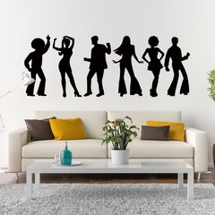 Motiskyy 12 Pcs Disco Dance Silhouettes Cutouts Large Retro Removable Pvc Wall