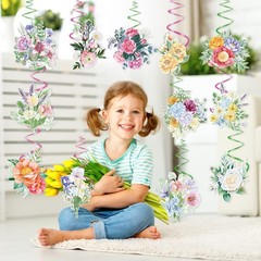 30 Pcs Flowers Decorations Hanging Swirls,White Floral Hanging Ceiling Swirls…