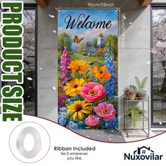 Spring Door Covers Banner Welcome Cottage & Flower Design 35.4×70.86inches Po…