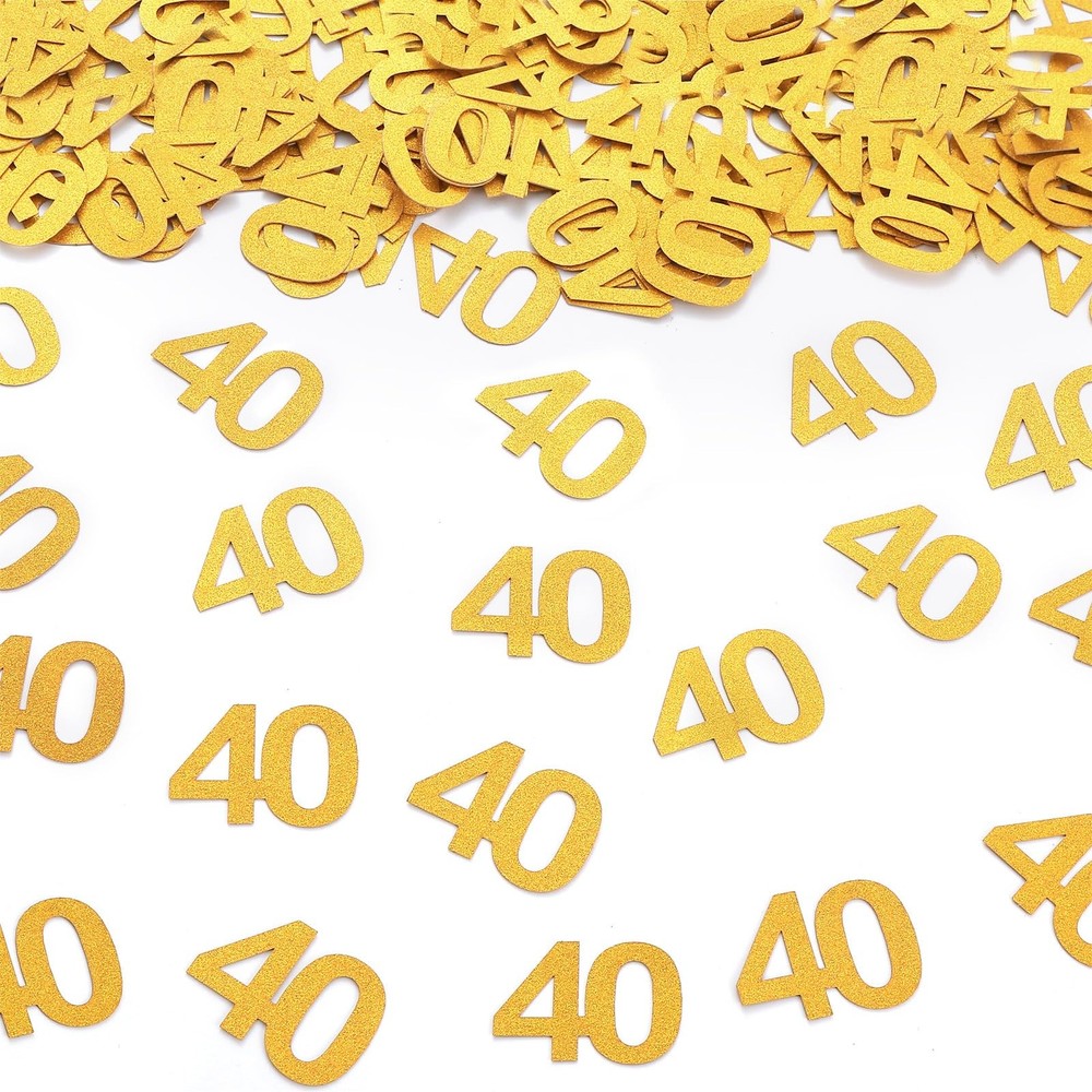 40th Happy Birthday Confetti Decorations Gold Glitter Number 40 Scatter