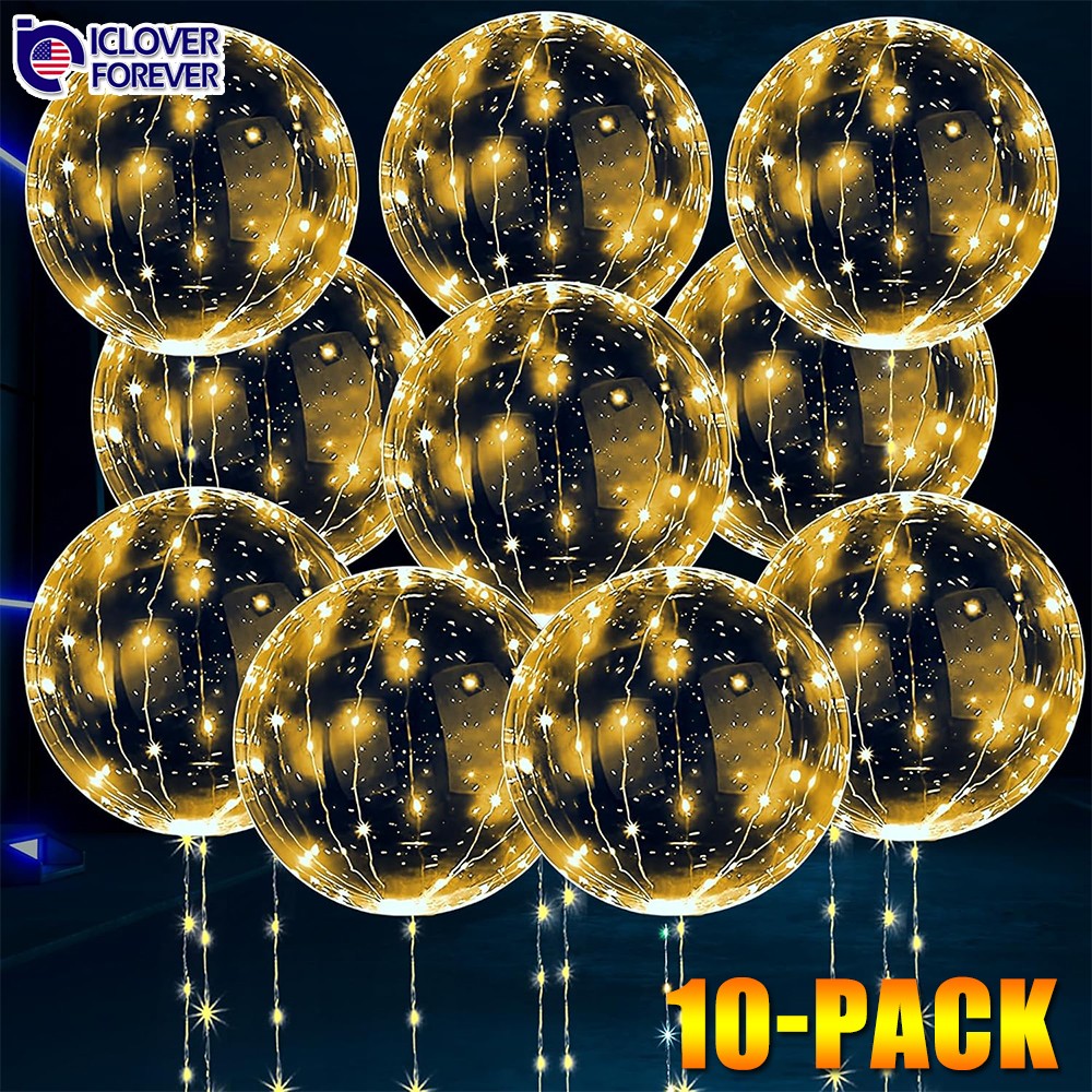 10PCS LED Light Up BOBO Balloons Decor w/ String Lights Birthday Wedding Party