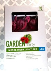 Pink Flamingo String Lights Metal Mesh LED Set 10 Lights Indoor Party CHIC Home