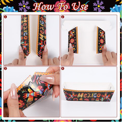 Mexican Fiesta Party Decorations – 50 Pcs Cinco De Mayo Paper Food Trays Disposa
