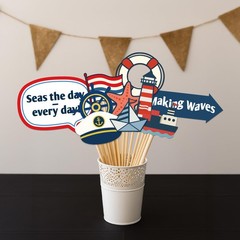 Nautical Sailing Party Photo Booth Props, 20-Piece Ocean and Captain Themed D…