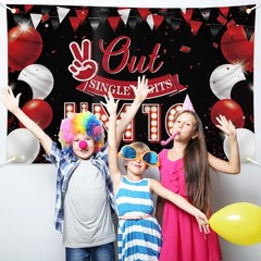 JOYKY Out Single Digits I’m 10 Banner, Red Black Happy 10th Birthday 10