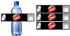 1st Birthday Party Water Bottle Labels, Card Game Design, 8.5 x 2 inches, 12pcs