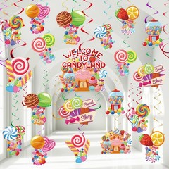 Candyland Hanging Swirls Decor Lollipop Candy Ceiling Streamers Ornament 50 PCS