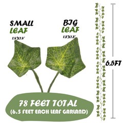 Flojery 78Ft 12pcs Silk Artificial Ivy Vine Hanging Leaves Plant Green