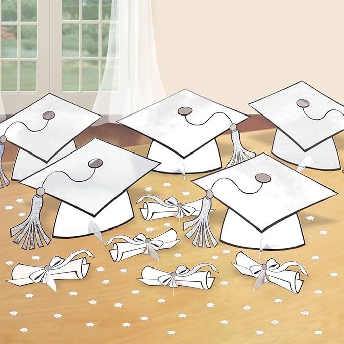 Amscan 240211.1 White Graduation Table Decorating Kit | Party Favor | 1 kit
