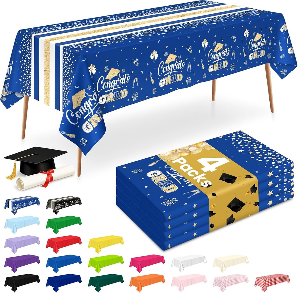 4 Pack Graduation Tablecloth Disposable, Graduation Decorations 2026, Gongrats