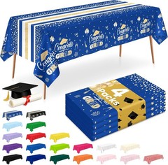 4 Pack Graduation Tablecloth Disposable, Graduation Decorations 2026, Gongrats