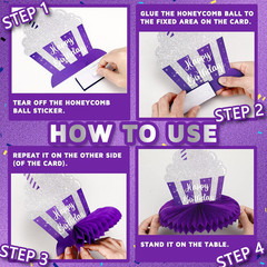 8 Pcs Purple and Silver Birthday Centerpiece Table Decoration, Happy Birthday Ho