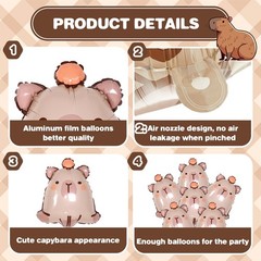 6 Pcs Capybara Balloons,24Inch Capybara Aluminum Foil Balloons for Baby Showe…