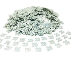 Silver Number 25 Confetti, 1.5 Oz, 1500 Pieces, 25th Birthday, Anniversary