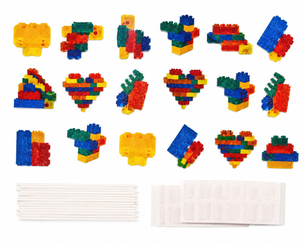 SparkDot Building Blocks Party Cupcake Toppers 18 Pc Glitter Birthday Decoration
