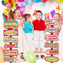 24 Pieces Carnival Decorations Circus Party Directional Sign Welcome to the Circ