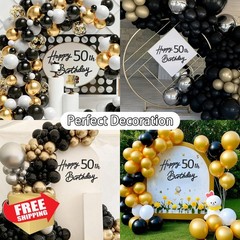 TONIFUL 50th Glitter Black Felt Happy Birthday Sign