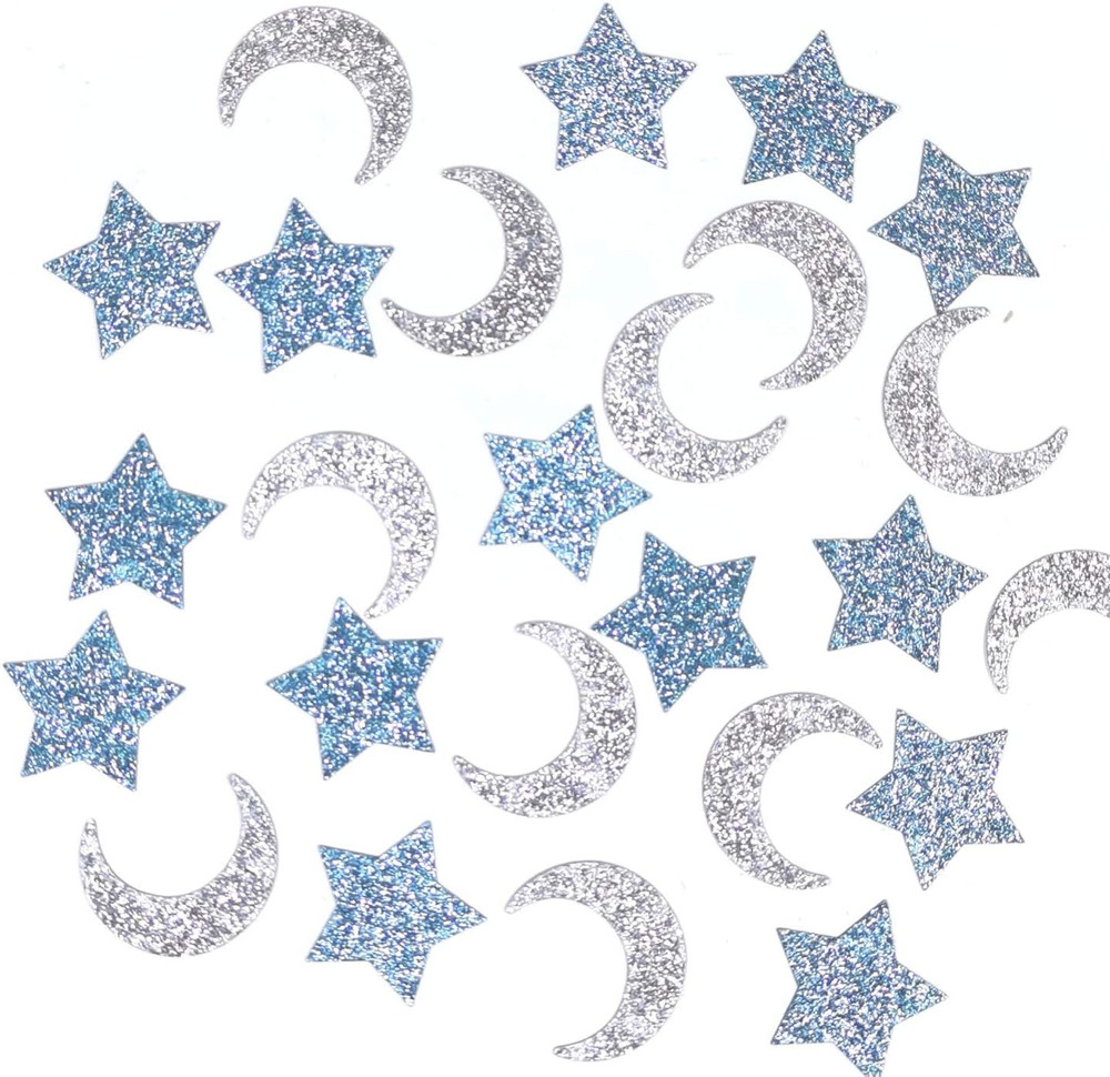 Glittery Moon and Star Table Confetti for Baby Shower Kids Birthday Party Twinkl