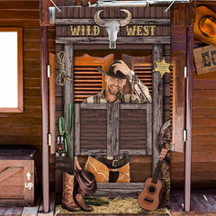 Wild West Party Decorations Western Cowboy Photo Booth Prop West Themed Door Ban