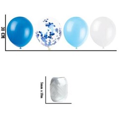 Blue Birthday Party Decorations Banner Confetti Balloons Hanging Swirls AU