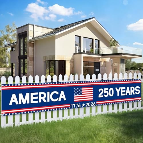 250 Anniversary Banner 120” x 20” Large 250 Years Birthday Red, White and Blue