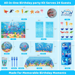Under the Sea Birthday Party Decorations, Ocean Theme Decorations Kit for Kids