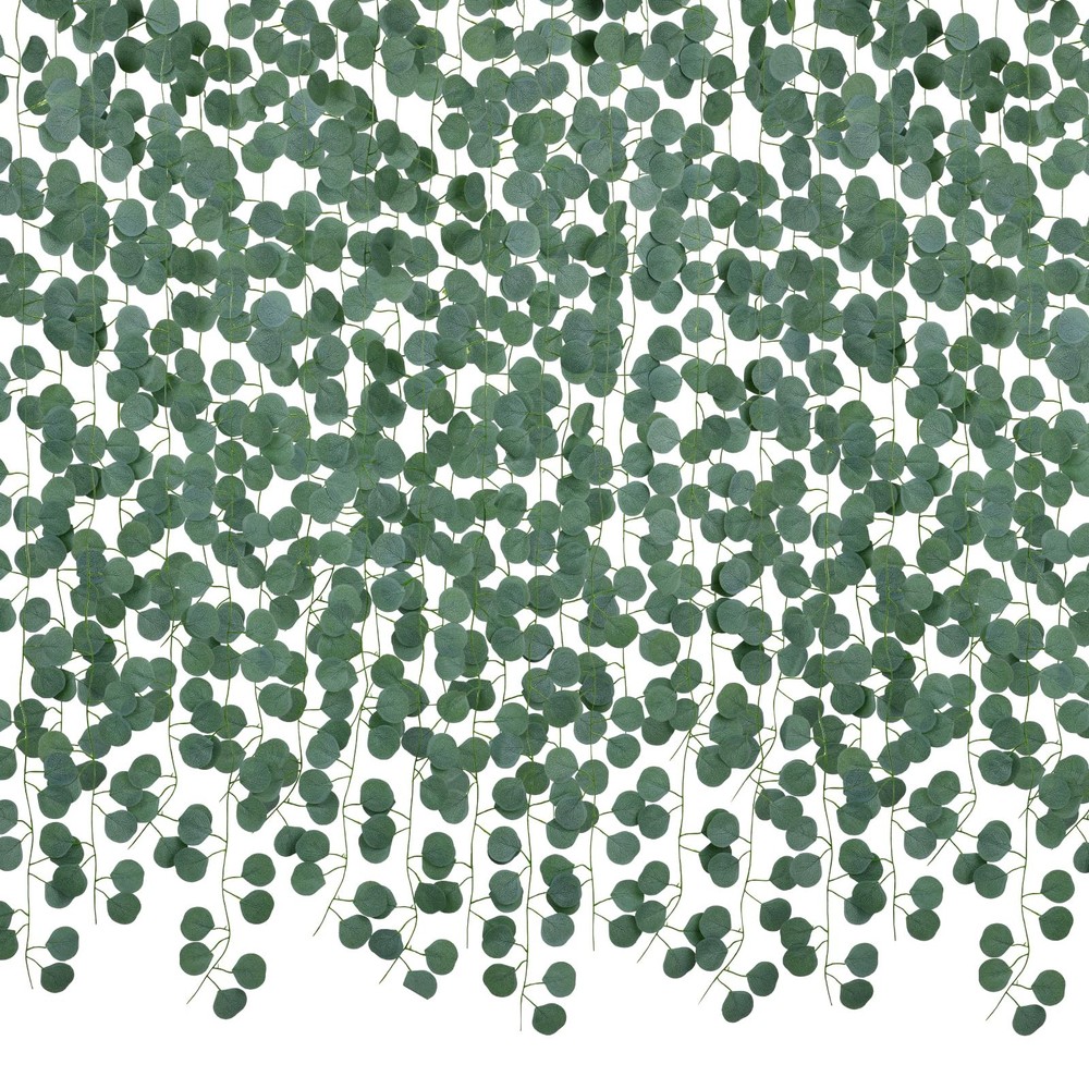 DearHouse 86 Feet 12 Strands Artificial 12pcs Eucalyptus Vine, Light Green