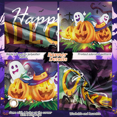 Extra Large Happy Halloween Banner For Outside, 9.8 x 1.6 Ft Fabric Halloween Ba