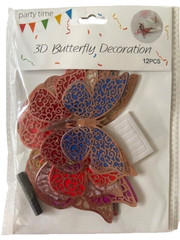 4 Packs of 12 3D BUTTERFLY DECORATIONS NEW SEALED 48 Butterflies PARTY TIME Art