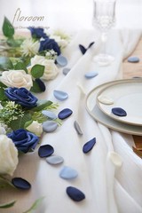 500pcs Rose Petals Dusty Blue Navy Faux Silk Flower Petals for Wedding Flower…