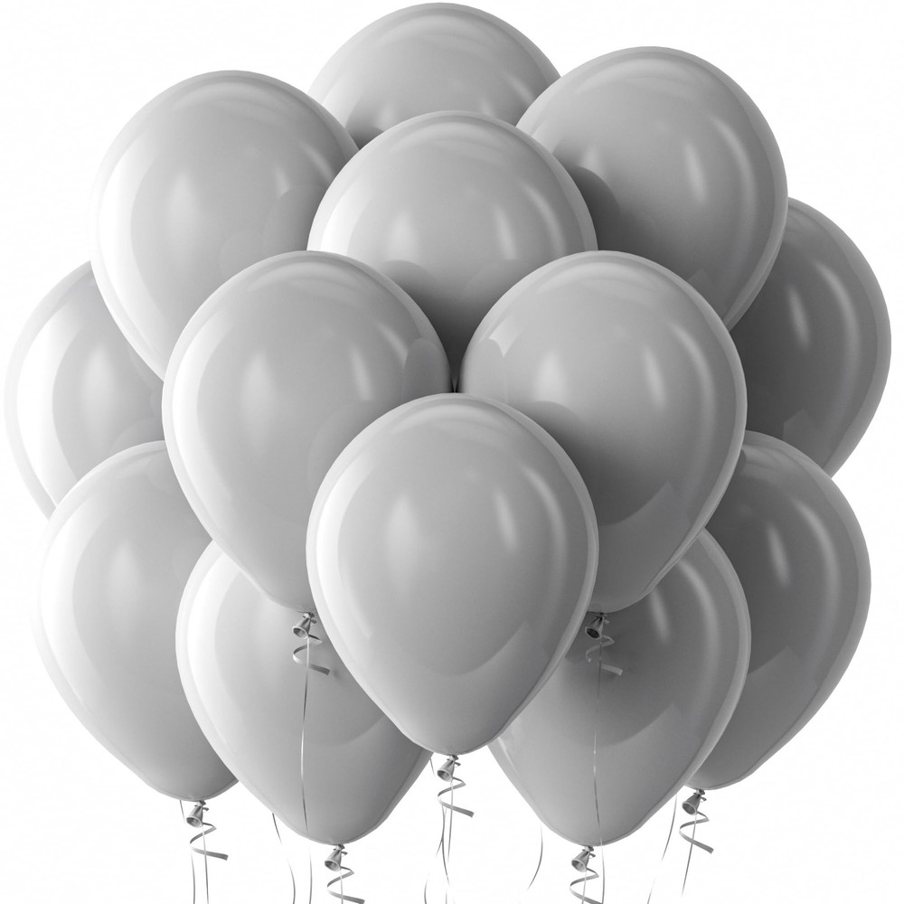 Gray Latex Balloons 100 Pack 12″ Helium for Birthday, Baby Shower, Wedding