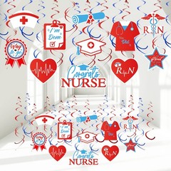 40Pcs Nurse Party Decoration Nurse Graduation Hanging Swirls Spiral Streamer Bl