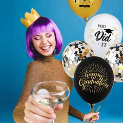75 Pack Graduation Party Decorations Balloons Set 12 Inch Black Gold Balloon…