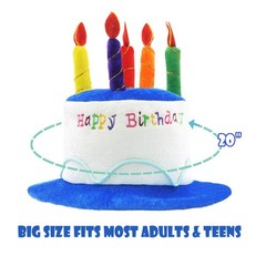 Colorful Cake Party Hat for Adults, Soft Plush Birthday Hat with Tilted Candles