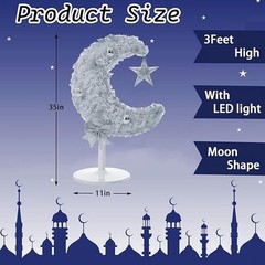 3FT 90 LED Lighted Eid Ramadan Tree Handmade Mubarak Muslim Crescent Moon Star A